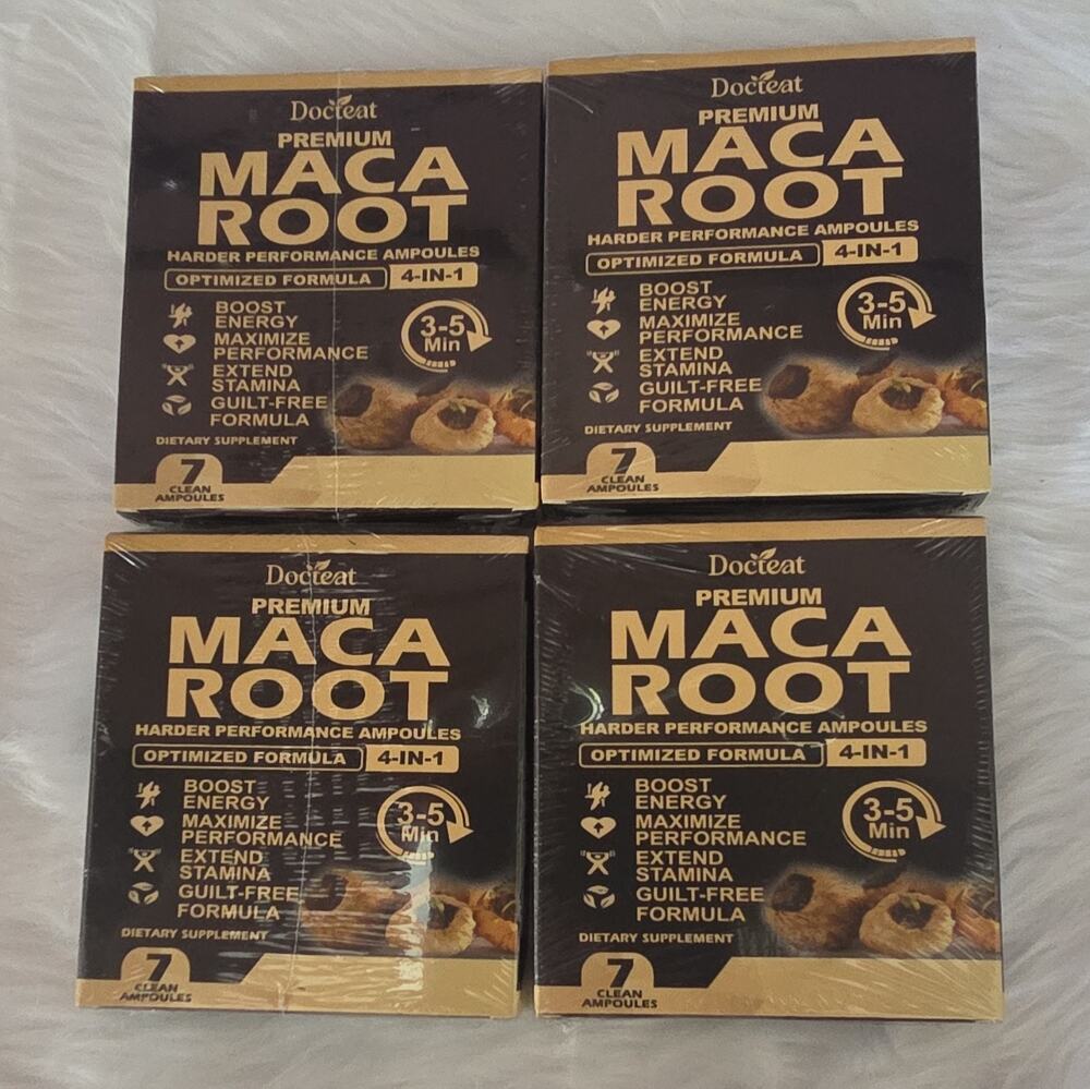 Lot of 4 Docteat Premium Maca Root Harder Performance Ampoules Box Supplement